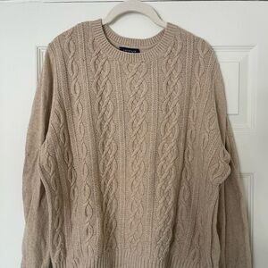 Lands’End Classic Beige Cable Knit Sweater
